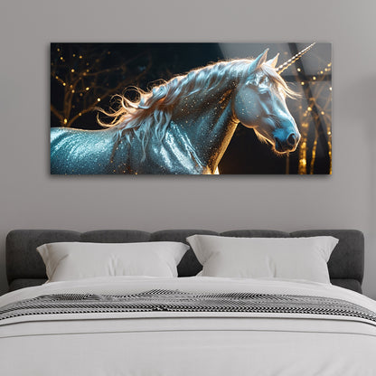 Starlit Unicorn: Tempered Glass Fantasy Artwork
