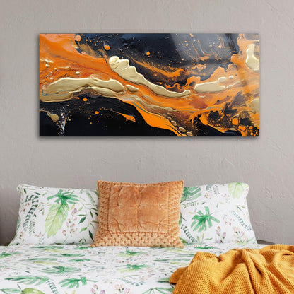 Liquid Color Burst: Tempered Glass Abstract Art