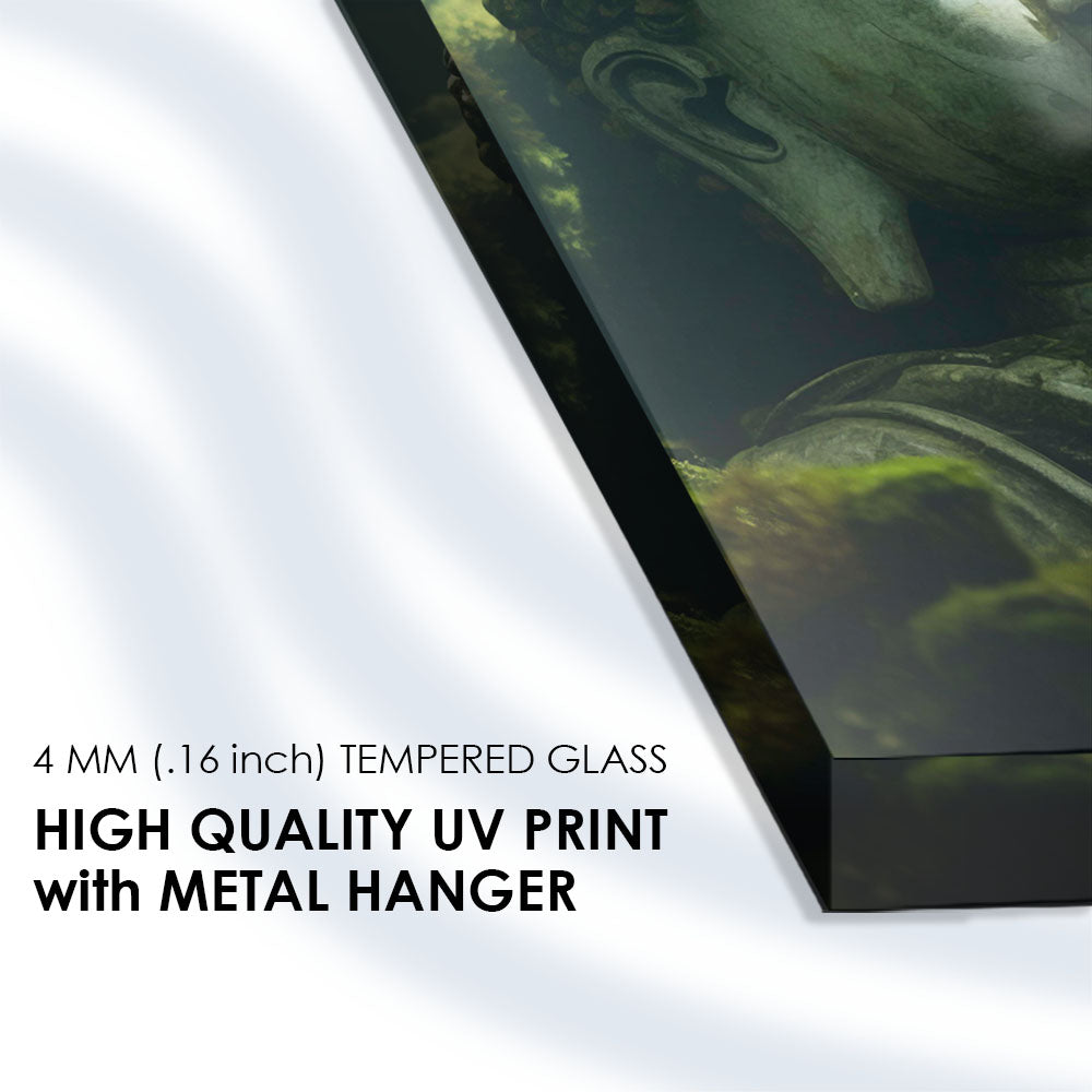 Watery Enlightenment: Tempered Glass Buddha Portrait