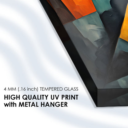 Geometric Patterns: Tempered Glass Abstract Oil Painting