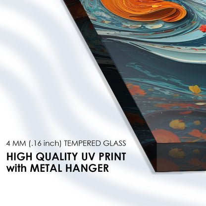 Vibrant Abstract Shapes: Tempered Glass Abstract Painting