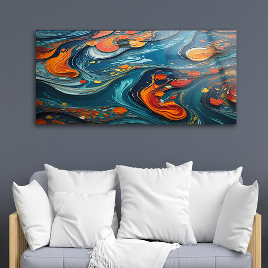 Vibrant Abstract Shapes: Tempered Glass Abstract Painting