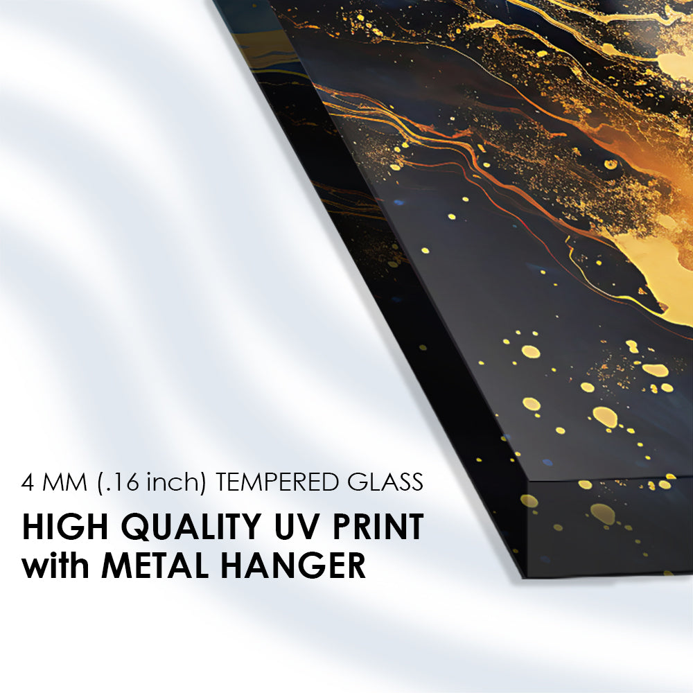 Metallic Fusion: Tempered Glass Abstract Texture Art