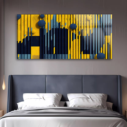 Yellowblue Fusion: Tempered Glass Abstract Art