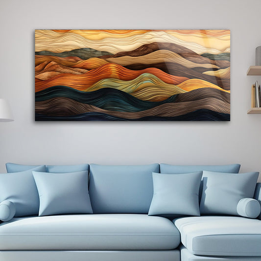 Colorful Waves: Tempered Glass Abstract Painting