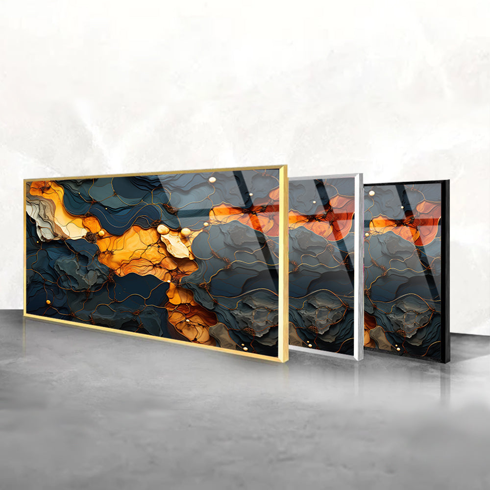 Gold Marble Texture: Tempered Glass Abstract Art