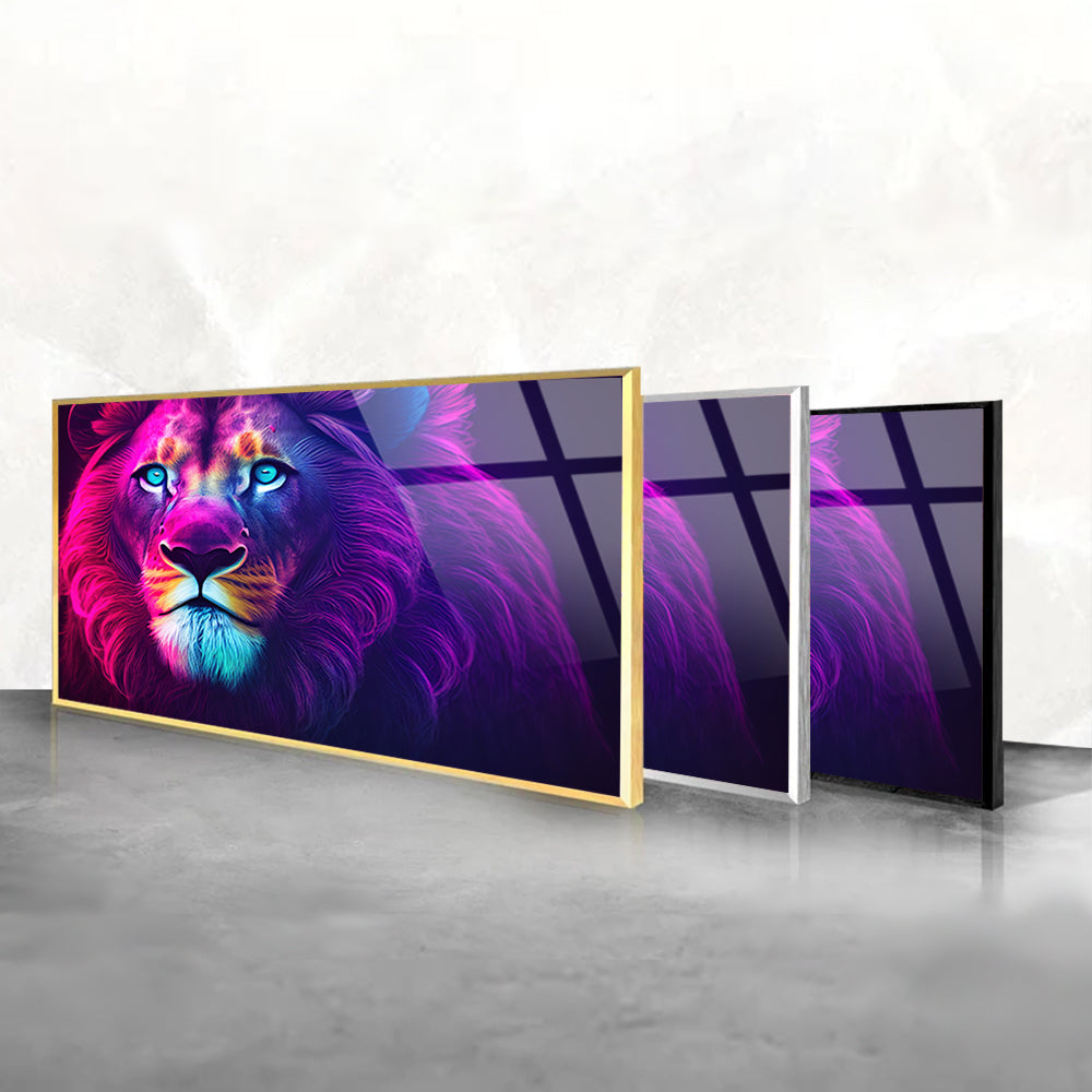 Multi-Colored Lion Face: Glass Abstract Majesty