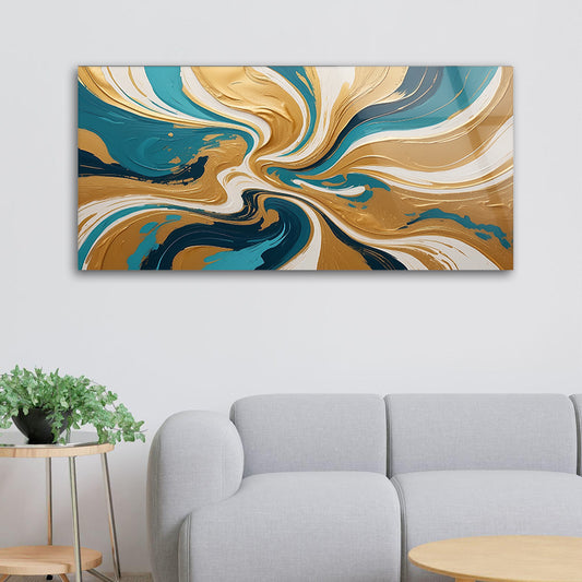 Multicolored Marble: Tempered Glass Abstract Painting