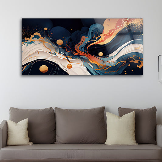 Painted Wavy Stains: Tempered Glass Abstract Art