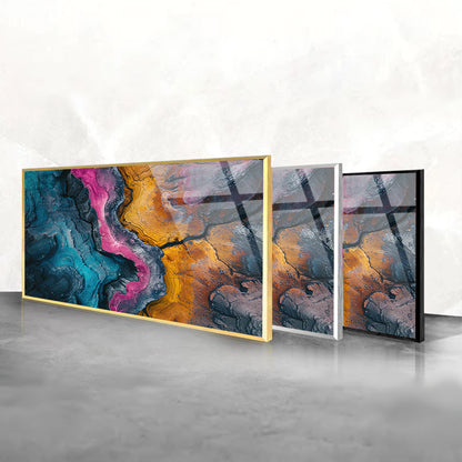Colorful Stone Texture: Tempered Glass Abstract Art