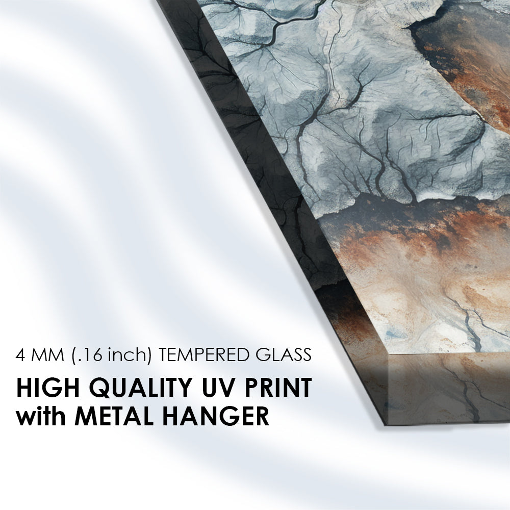 Natural Marble Stone: Tempered Glass Abstract Art