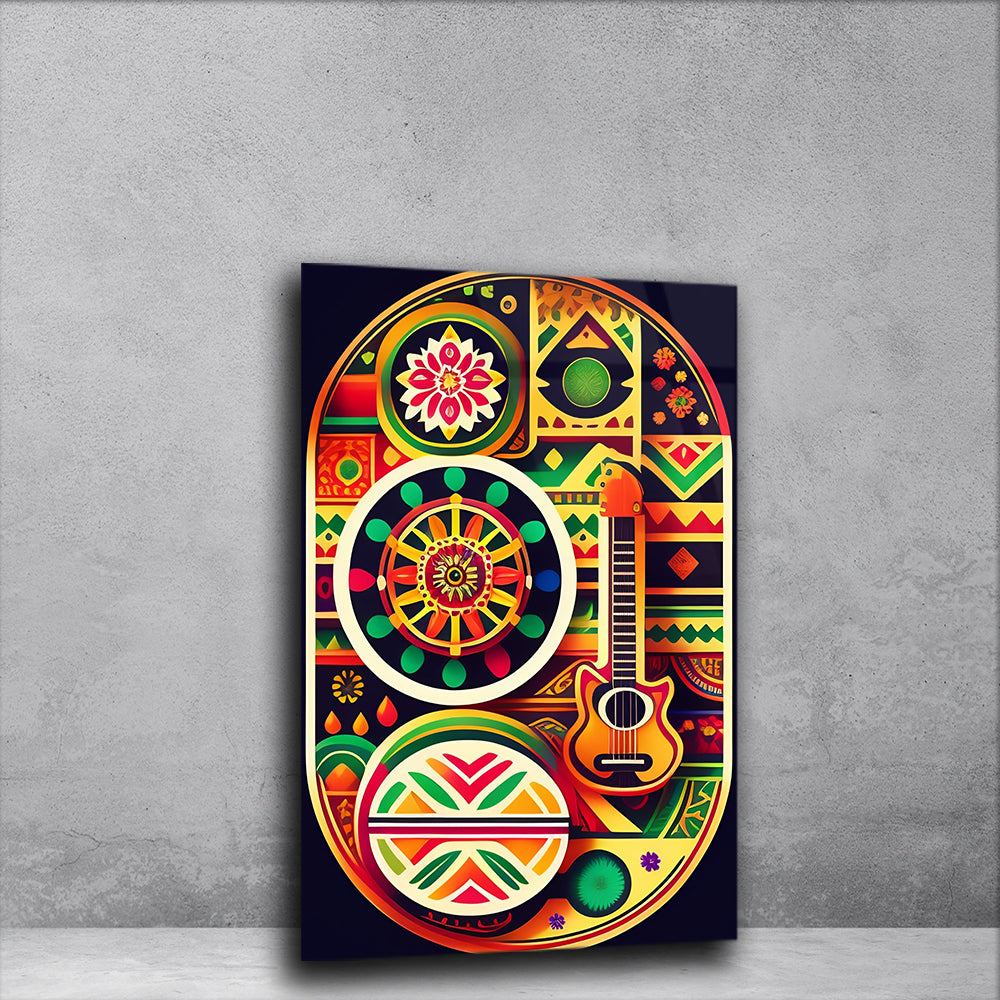 Vibrant Fiesta: Colorful Mexican Art on Tempered Glass