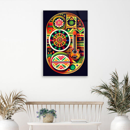 Vibrant Fiesta: Colorful Mexican Art on Tempered Glass
