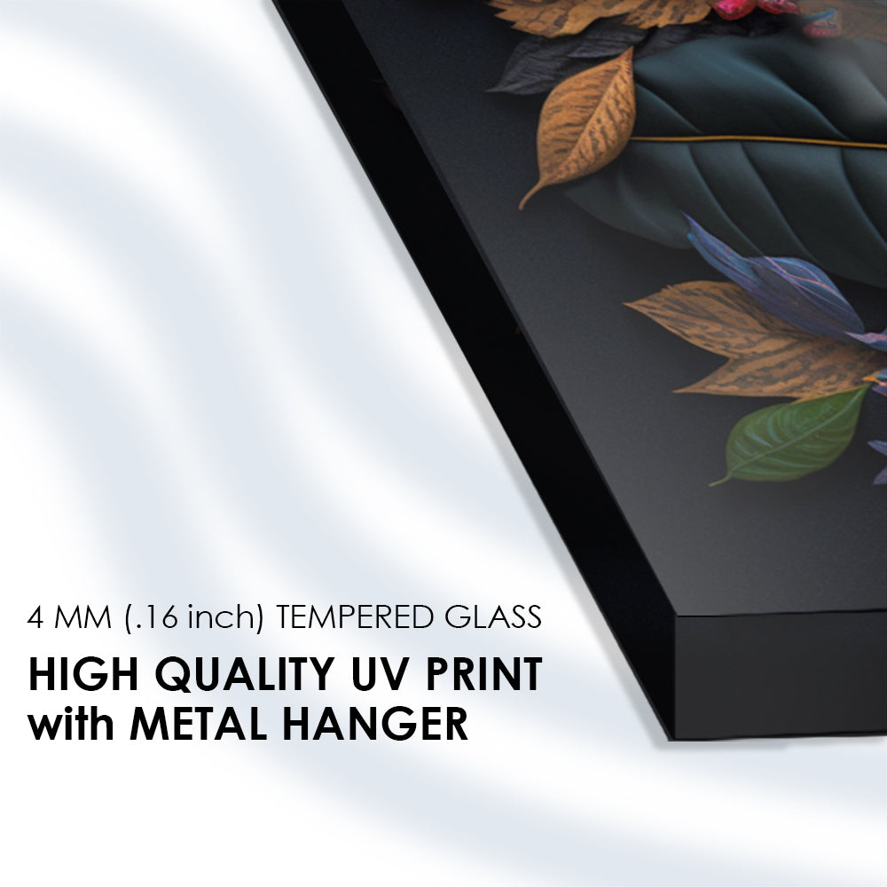 Multicolored Leaves: Tempered Glass Abstract Art