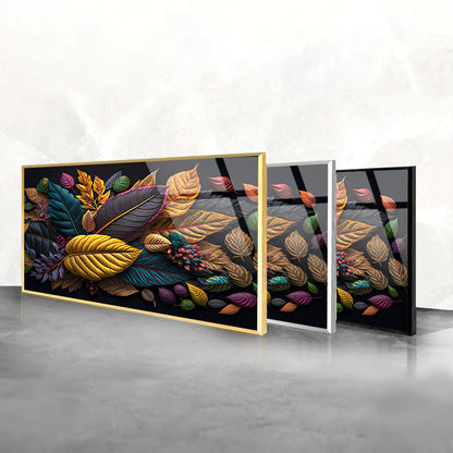 Multicolored Leaves: Tempered Glass Abstract Art