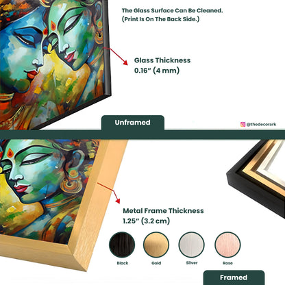 Radha Krishna Abstract Painting: Tempered Glass Artistic Painting