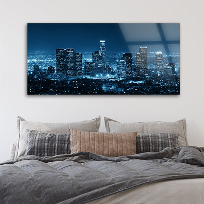 Los Angeles Night Skyline: Tempered Glass Art