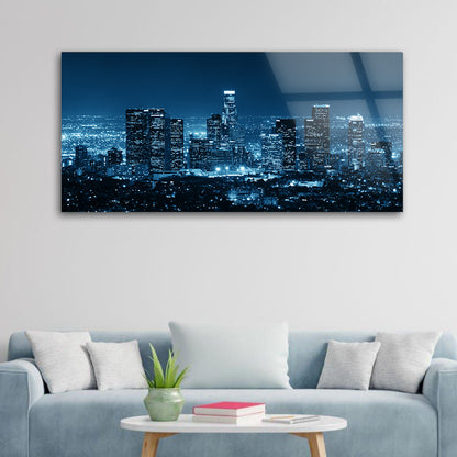 Los Angeles Night Skyline: Tempered Glass Art