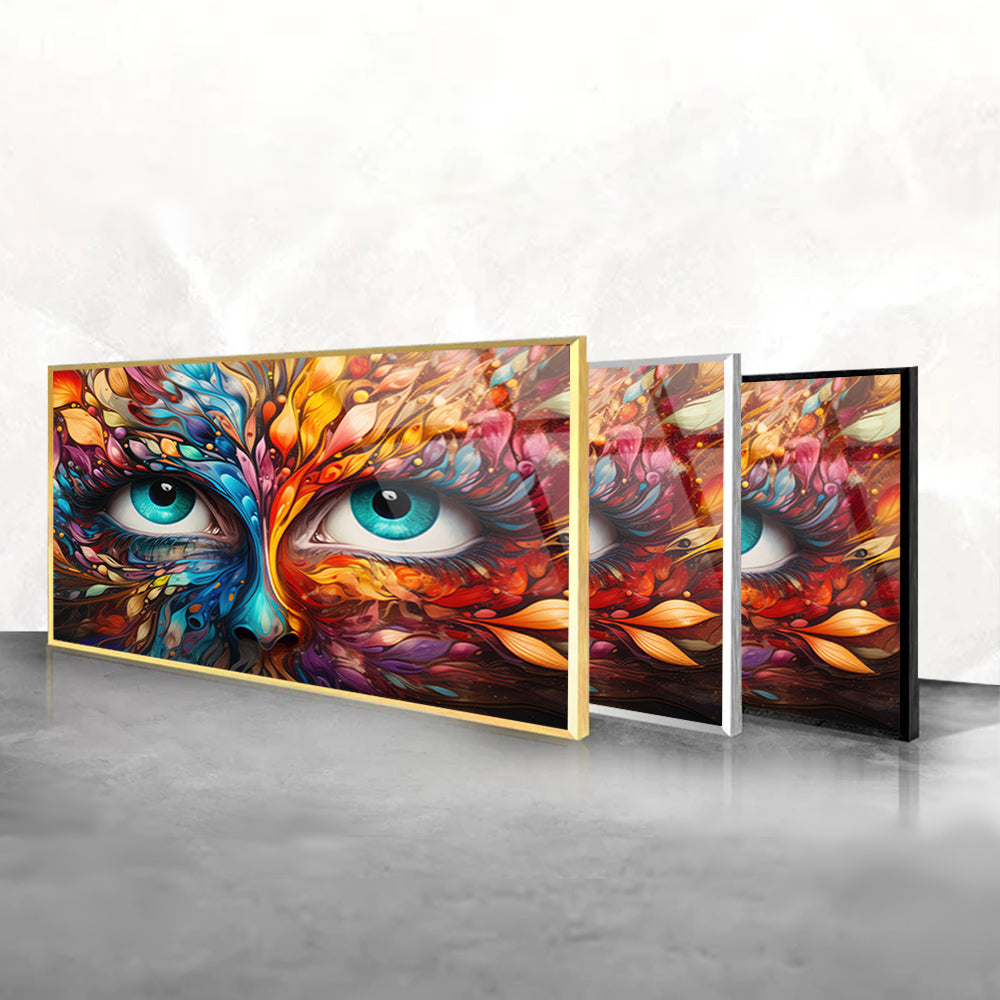 Multicolor Half Face Portrait: Tempered Glass Art