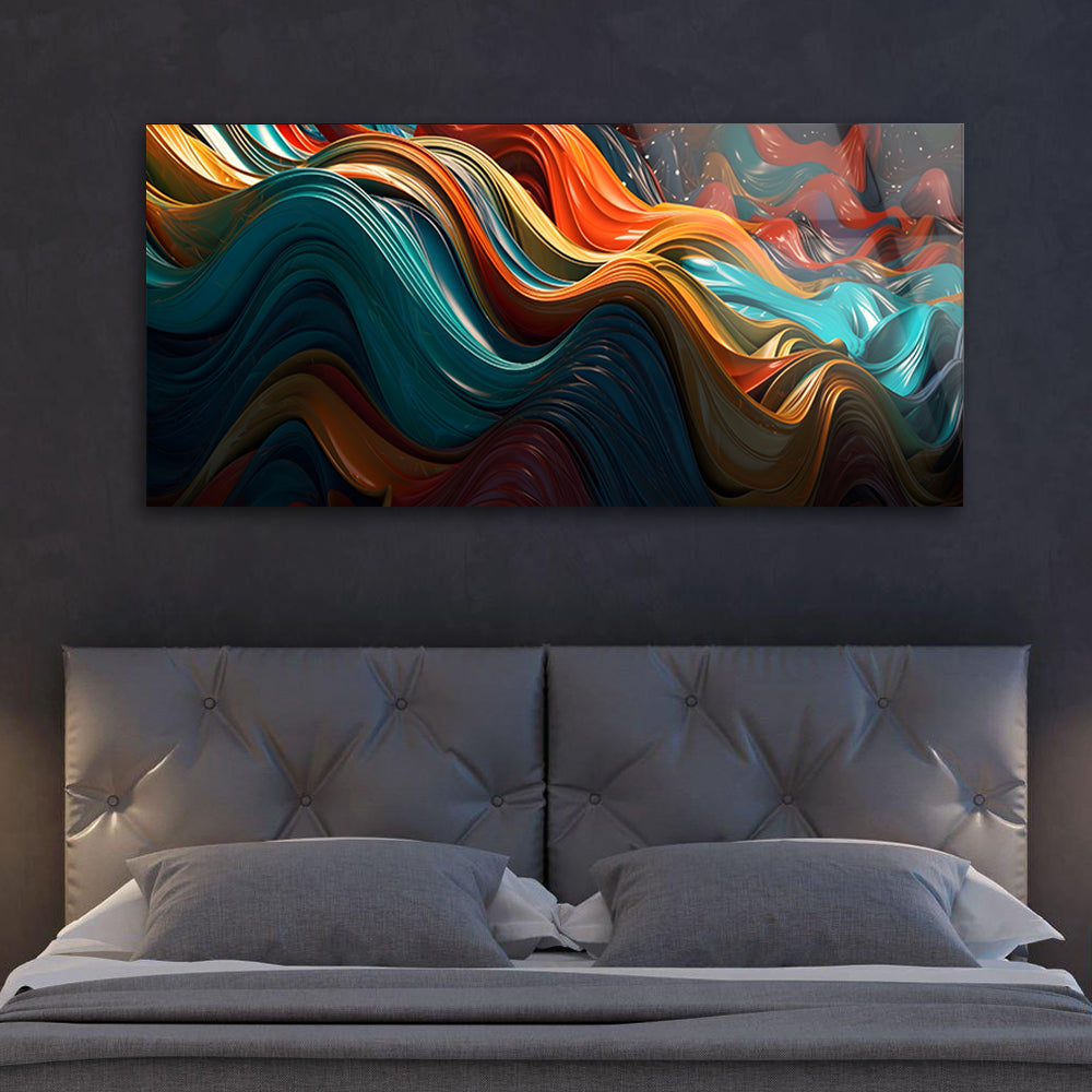 Rainbow Waves: Tempered Glass Art