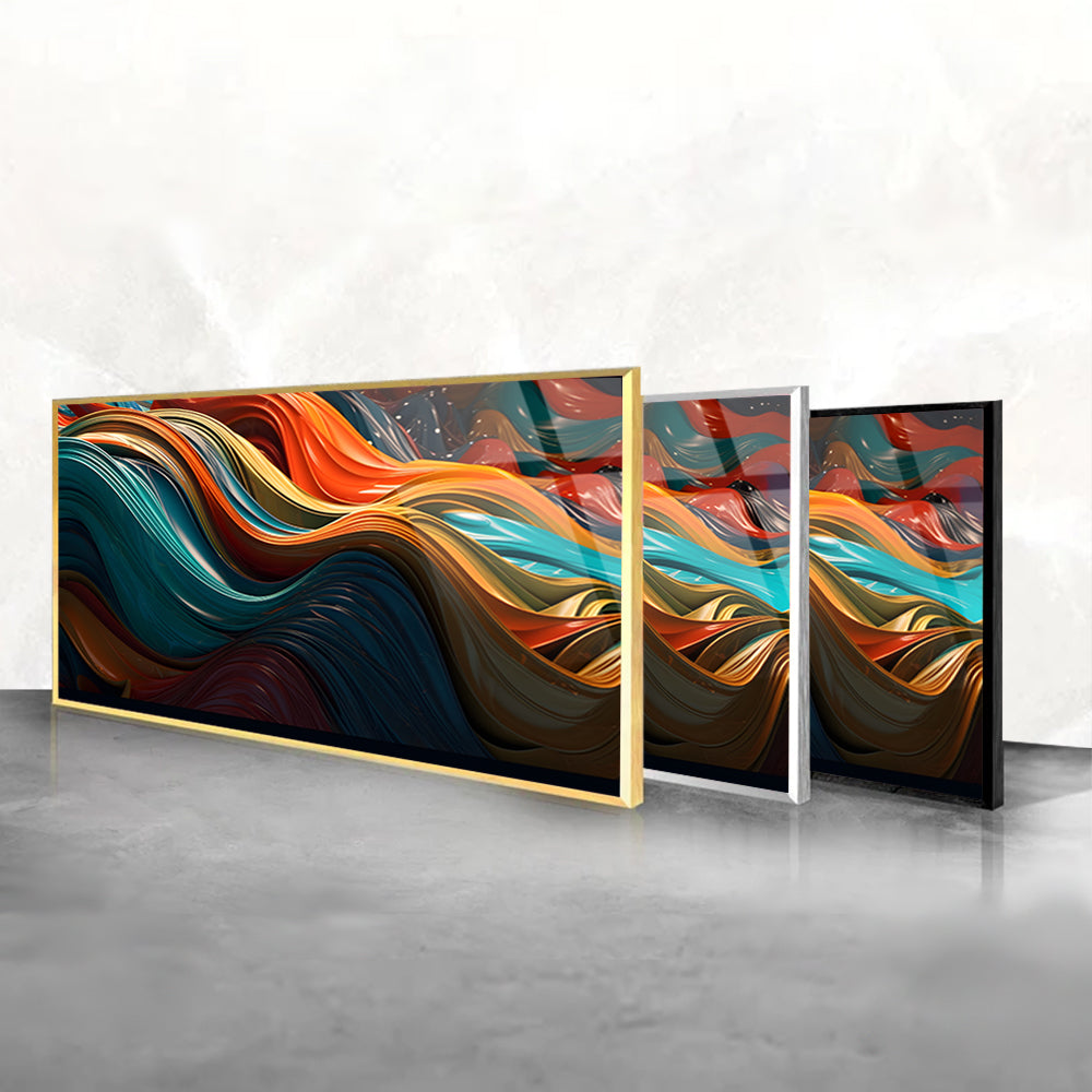 Rainbow Waves: Tempered Glass Art