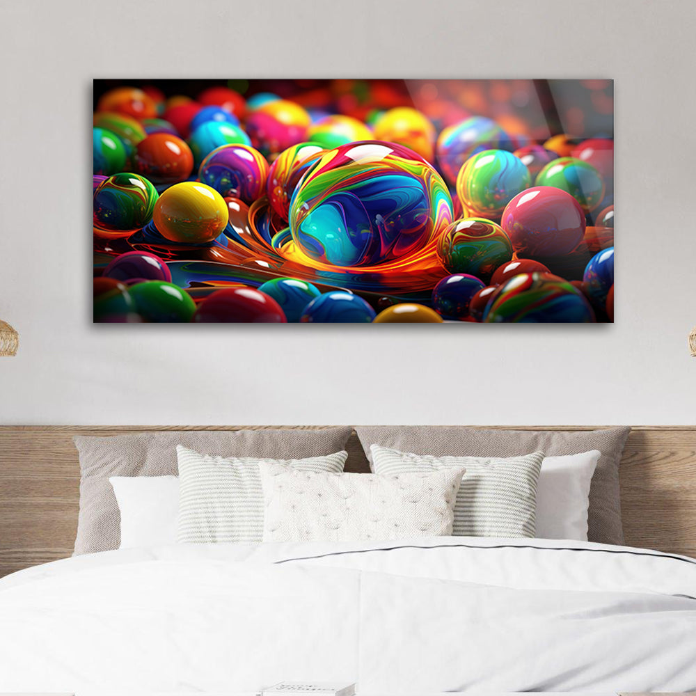 Neon Balls Array: Tempered Glass Art