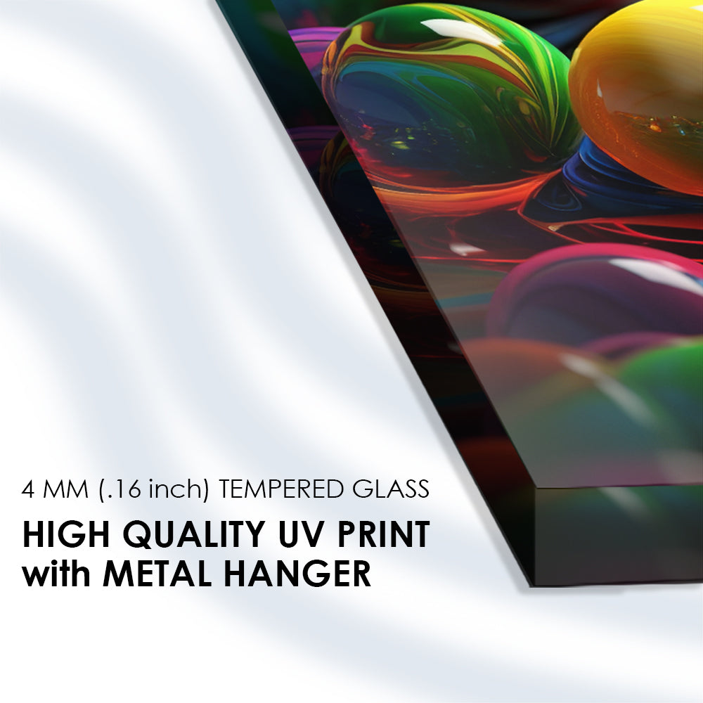 Neon Balls Array: Tempered Glass Art