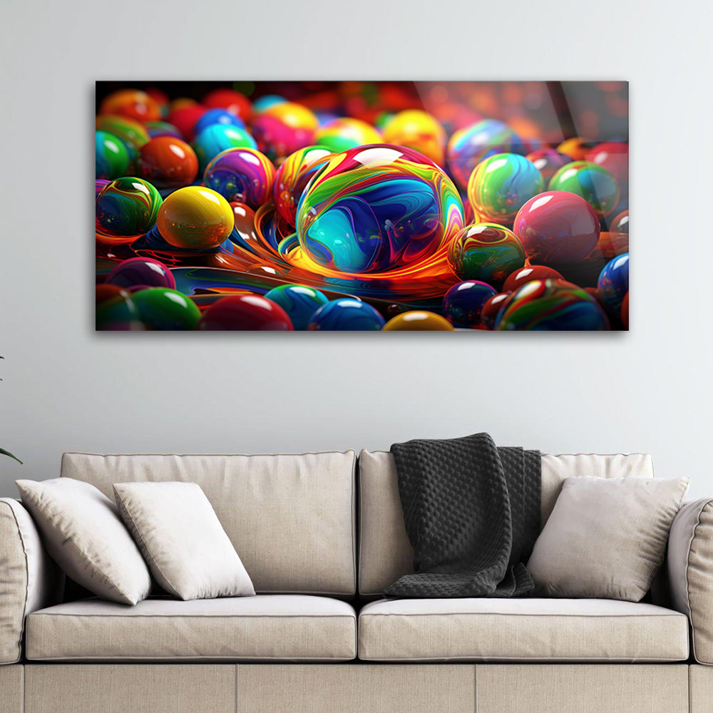 Neon Balls Array: Tempered Glass Art