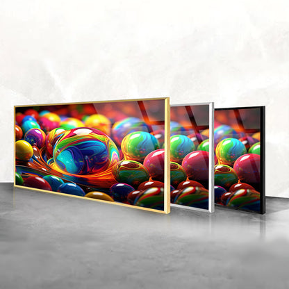 Neon Balls Array: Tempered Glass Art