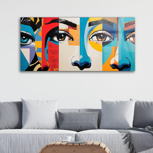 Abstract colorful painting of a woman beauty face art