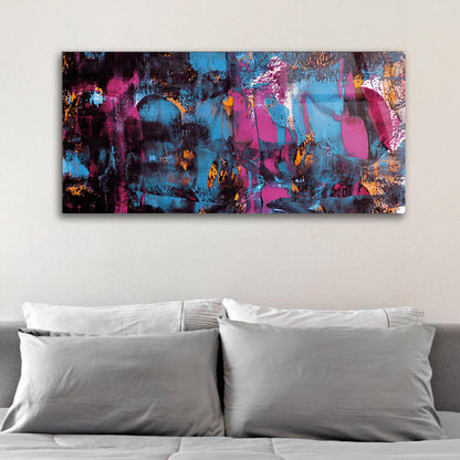 Blue and Pink Abstract Painting: Glass Elegance