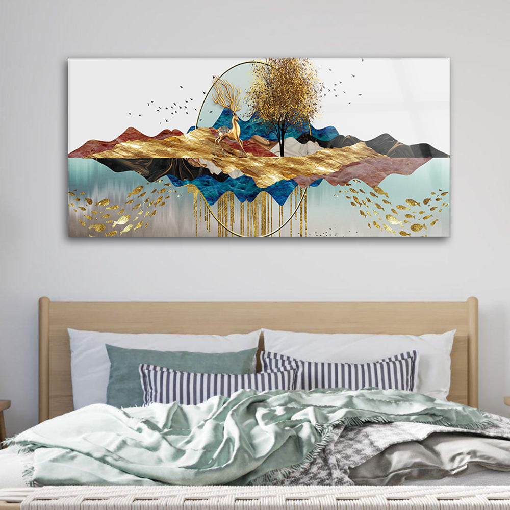 Abstract modern golden nature view art