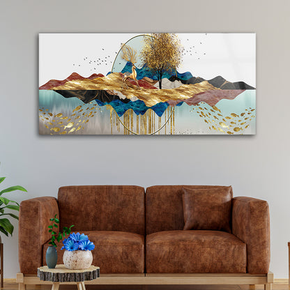 Abstract modern golden nature view art