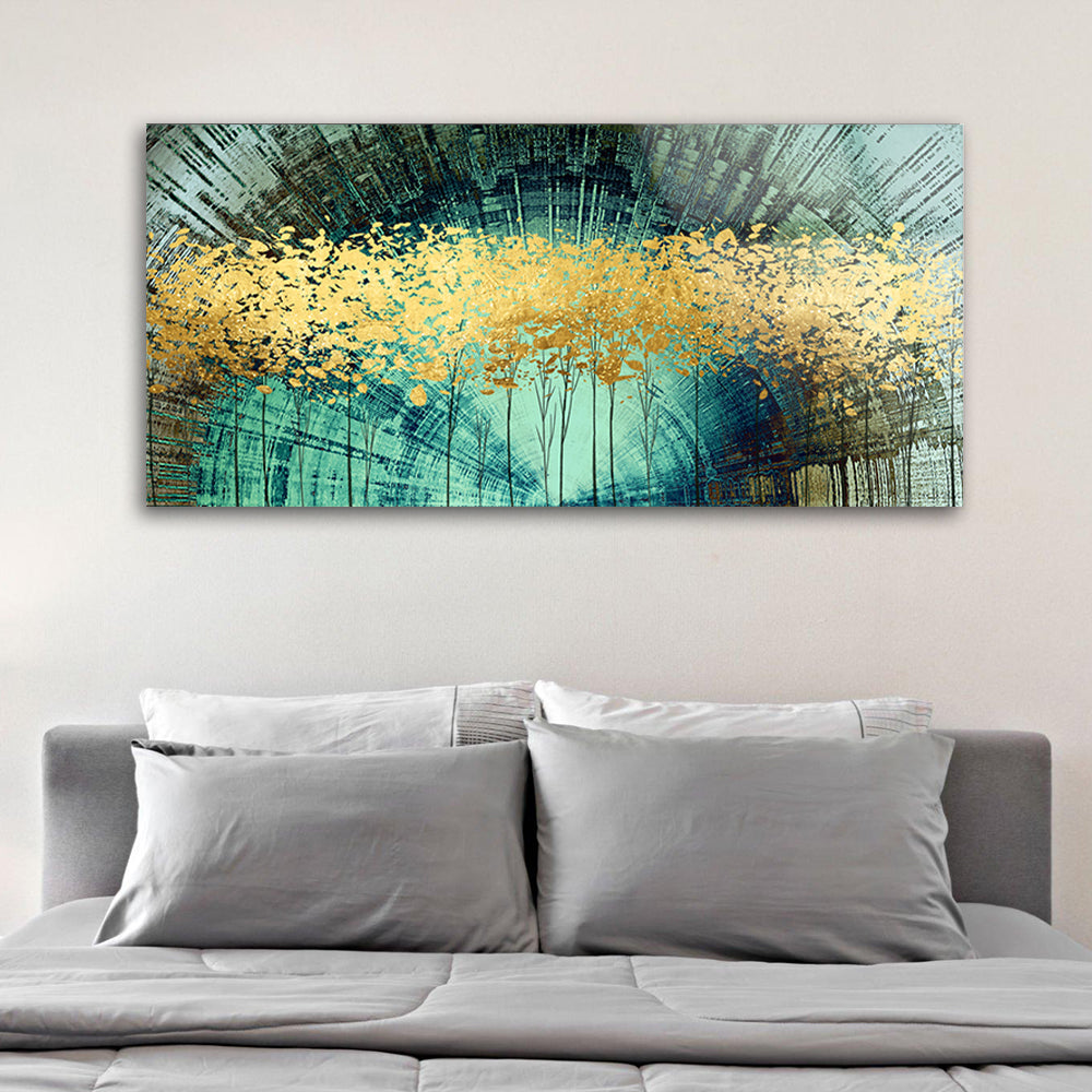 Abstract oil painting of a Nordic Gold Fortune Tree modern art