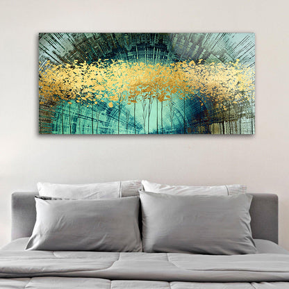 Abstract oil painting of a Nordic Gold Fortune Tree modern art