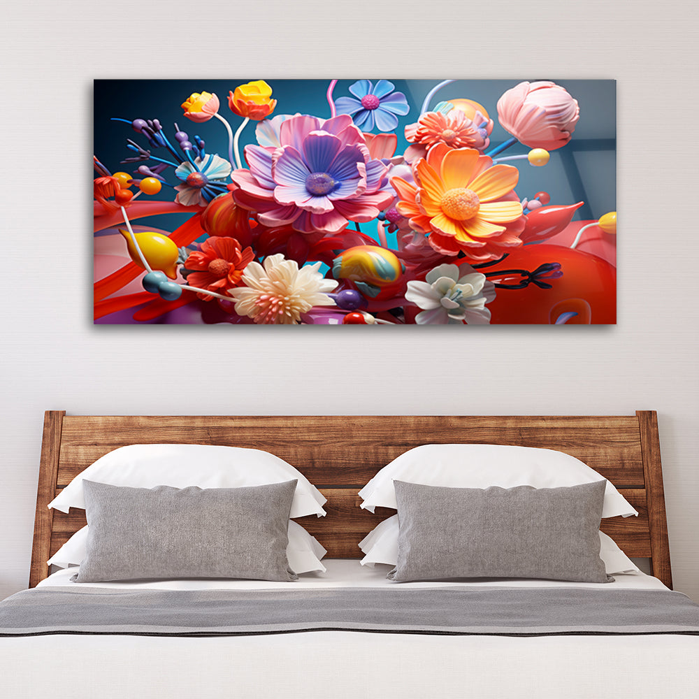 Modern rendering of colorful floral arrangement art