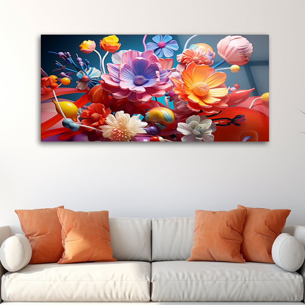 Modern rendering of colorful floral arrangement art