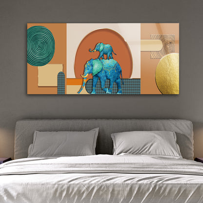 Abstract modern mother elephant with baby elephant art