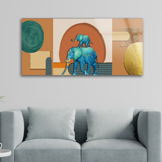Abstract modern mother elephant with baby elephant art