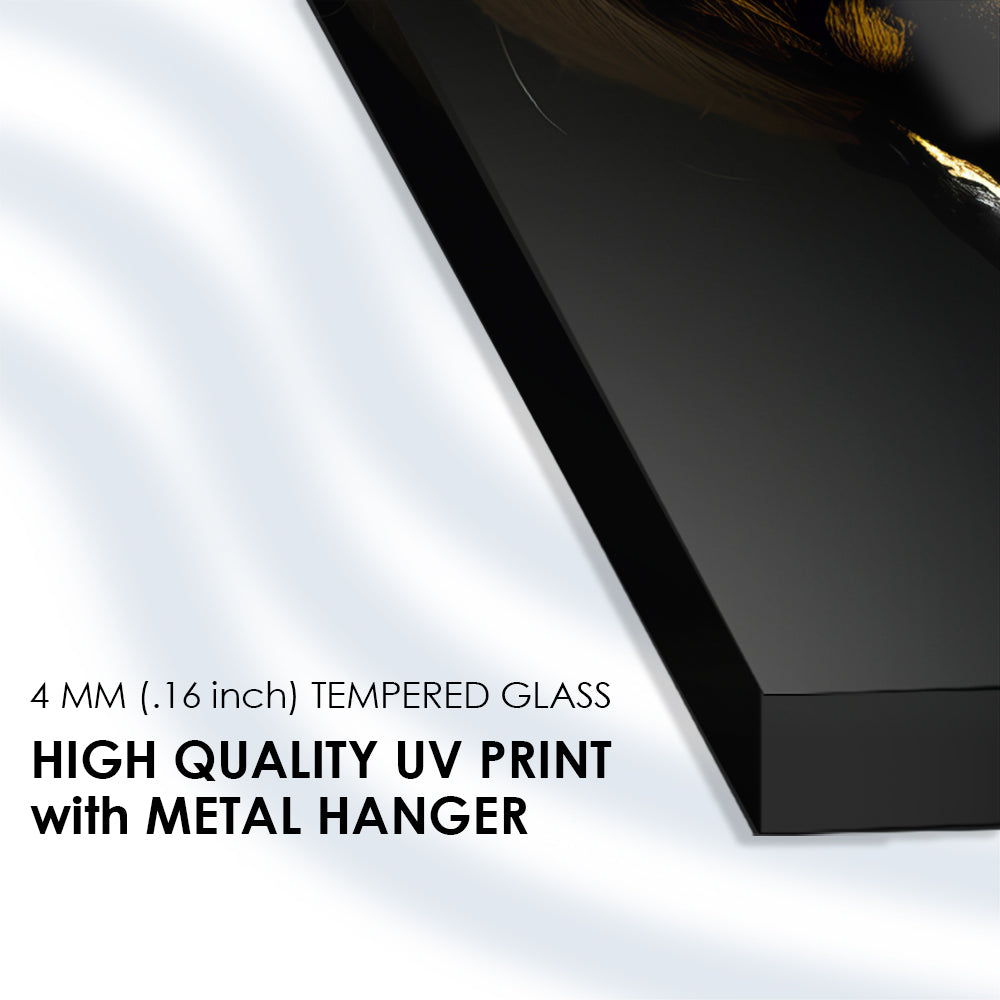 Adorned in Gold: Tempered Glass Portrait Art