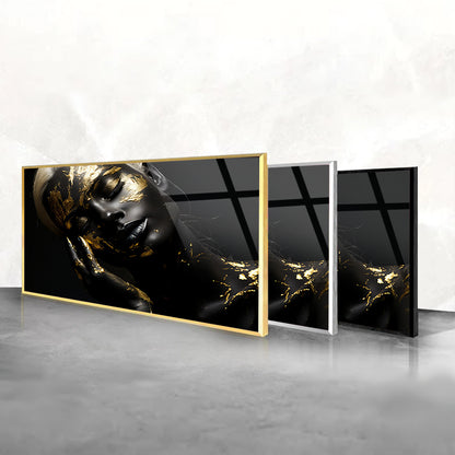 Adorned in Gold: Tempered Glass Portrait Art