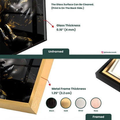 Adorned in Gold: Tempered Glass Portrait Art