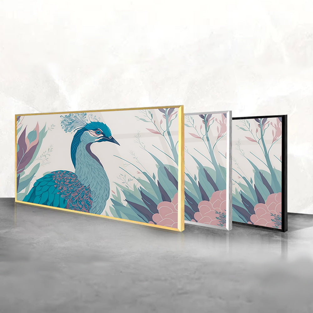 Modern Peacock: Tempered Glass Artwork