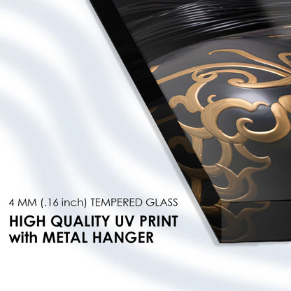 Modern Black and Gold: Tempered Glass Portrait Art