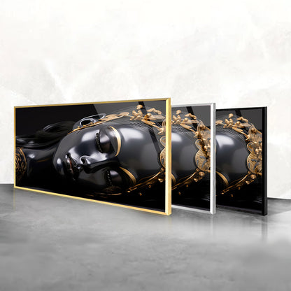 Modern Black and Gold: Tempered Glass Portrait Art