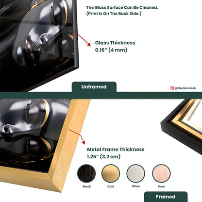 Modern Black and Gold: Tempered Glass Portrait Art