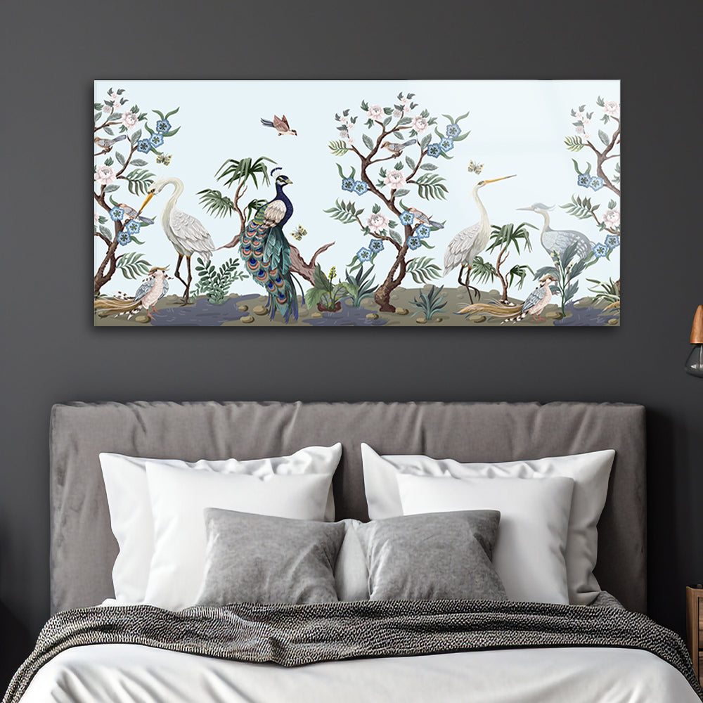 Chinoiserie Border: Tempered Glass Art