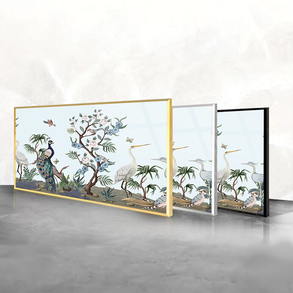 Chinoiserie Border: Tempered Glass Art