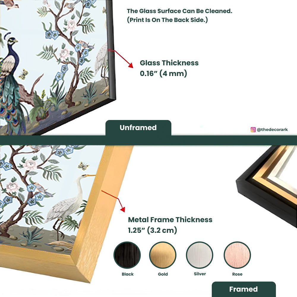 Chinoiserie Border: Tempered Glass Art