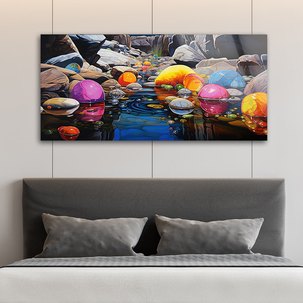 Floating Rocks: Tempered Glass Artwork